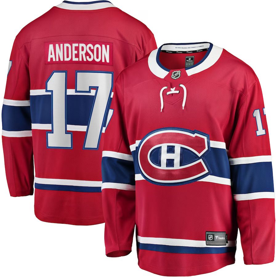 Men Montreal Canadiens #17 Josh Anderson Fanatics Branded Red Breakaway Player NHL Jersey->montreal canadiens->NHL Jersey